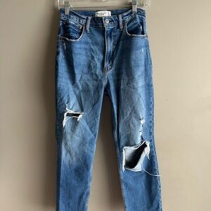 Abercrombie & Fitch Distressed Blue Slim Straight Jeans